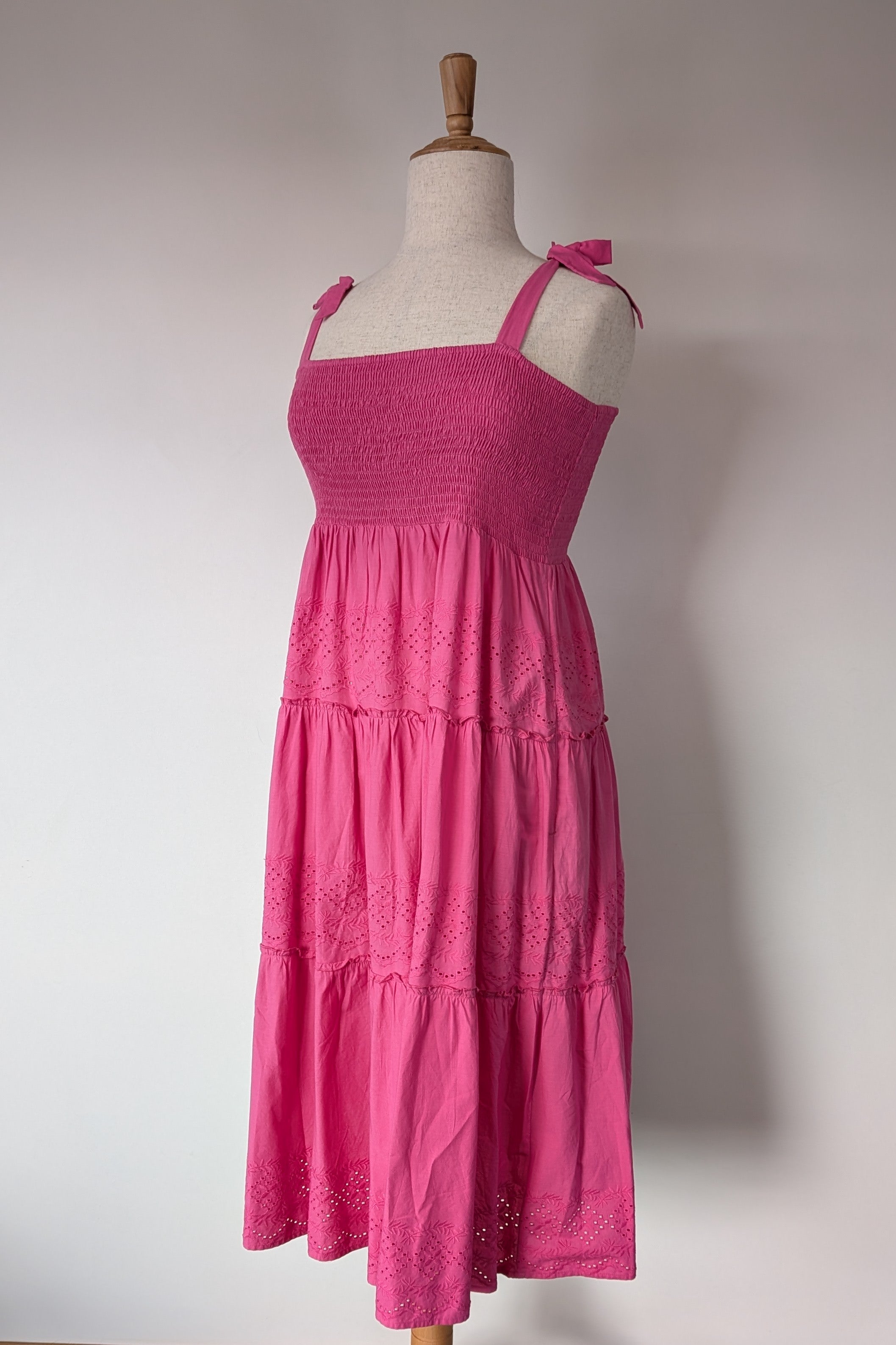 Joop & Gypsy Broderie Shirred Dress in Pink Size 16 BNWT RRP $89.95