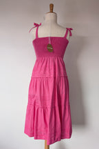 Joop & Gypsy Broderie Shirred Dress in Pink Size 16 BNWT RRP $89.95