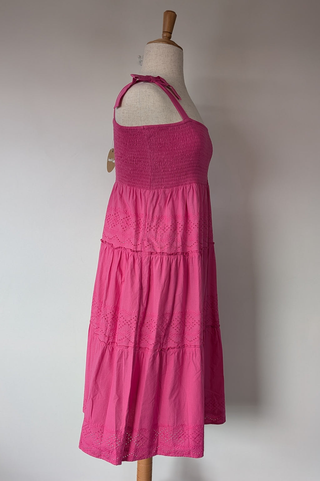 Joop & Gypsy Broderie Shirred Dress in Pink Size 16 BNWT RRP $89.95