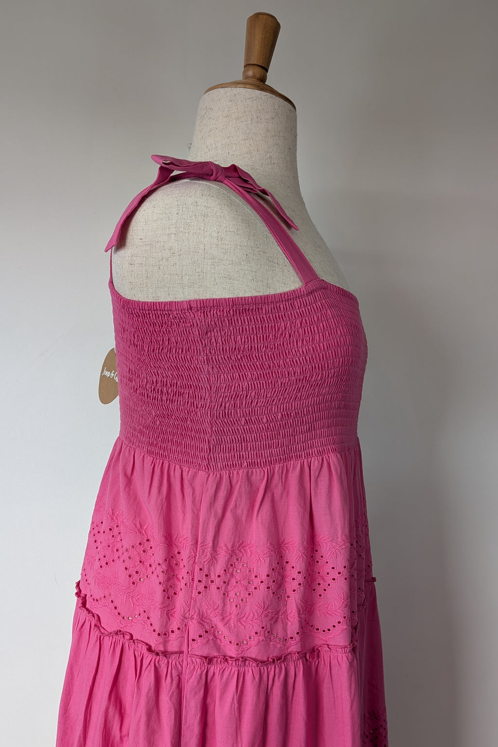 Joop & Gypsy Broderie Shirred Dress in Pink Size 16 BNWT RRP $89.95