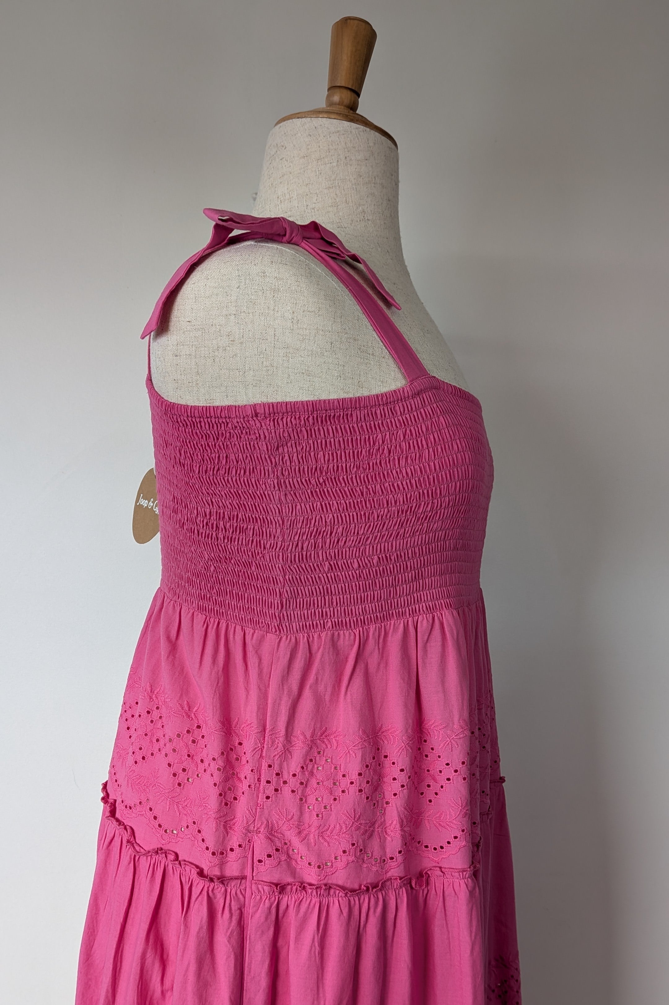 Joop & Gypsy Broderie Shirred Dress in Pink Size 16 BNWT RRP $89.95