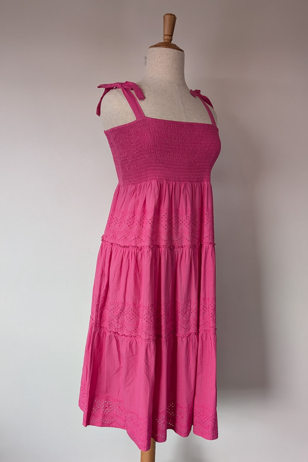 Joop & Gypsy Broderie Shirred Dress in Pink Size 16 BNWT RRP $89.95