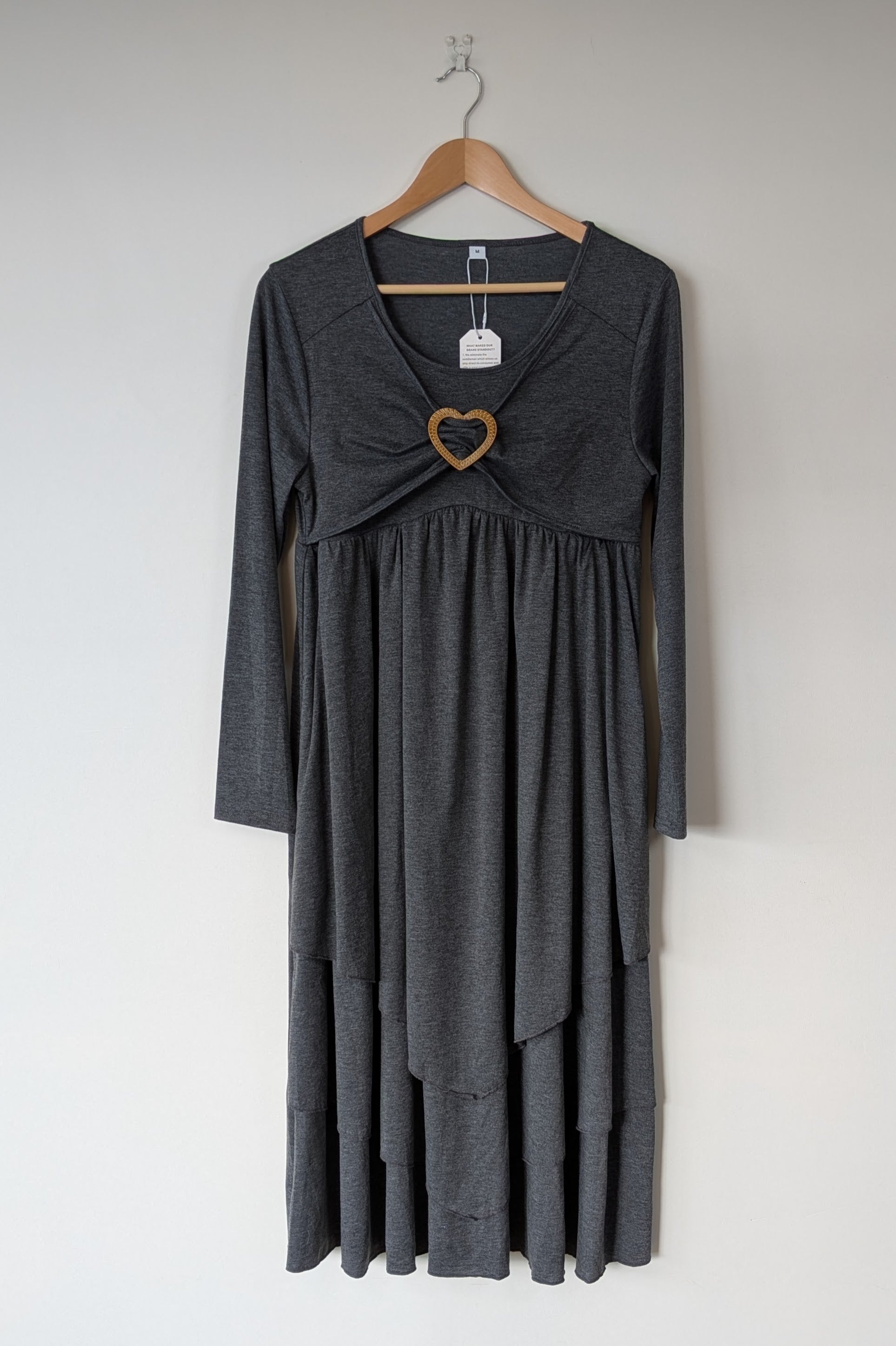 Made With Heart Grey Layered Dress Size M BNWT