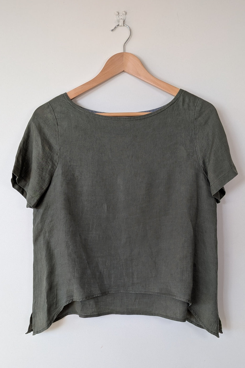 Alessandra Khaki 100% Linen Shirt Size XXS