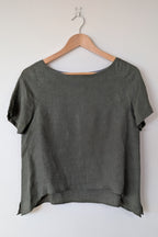 Alessandra Khaki 100% Linen Shirt Size XXS