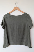 Alessandra Khaki 100% Linen Shirt Size XXS