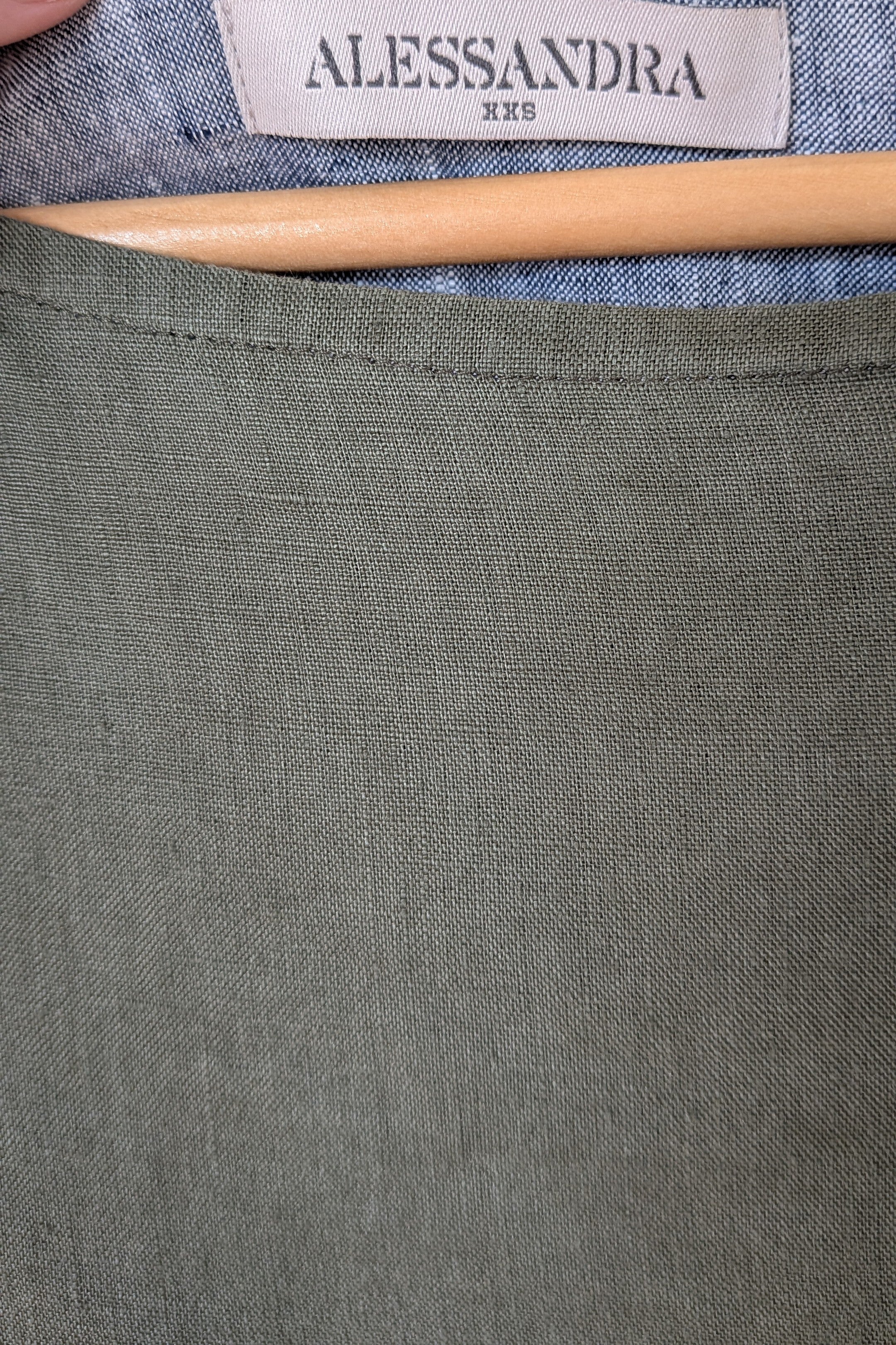 Alessandra Khaki 100% Linen Shirt Size XXS