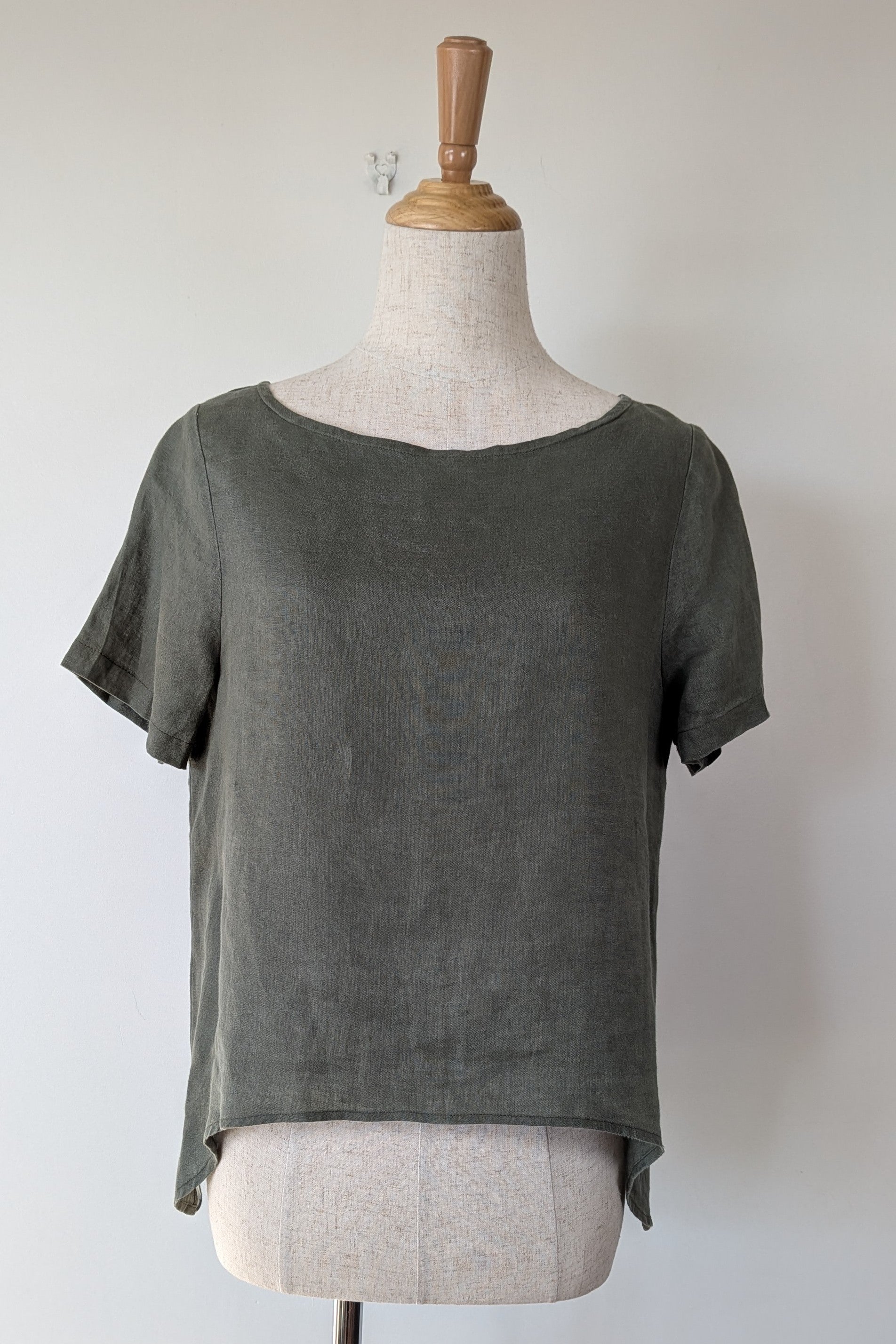 Alessandra Khaki 100% Linen Shirt Size XXS