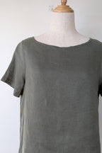 Alessandra Khaki 100% Linen Shirt Size XXS