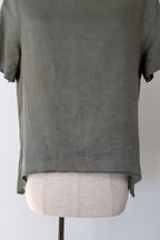 Alessandra Khaki 100% Linen Shirt Size XXS