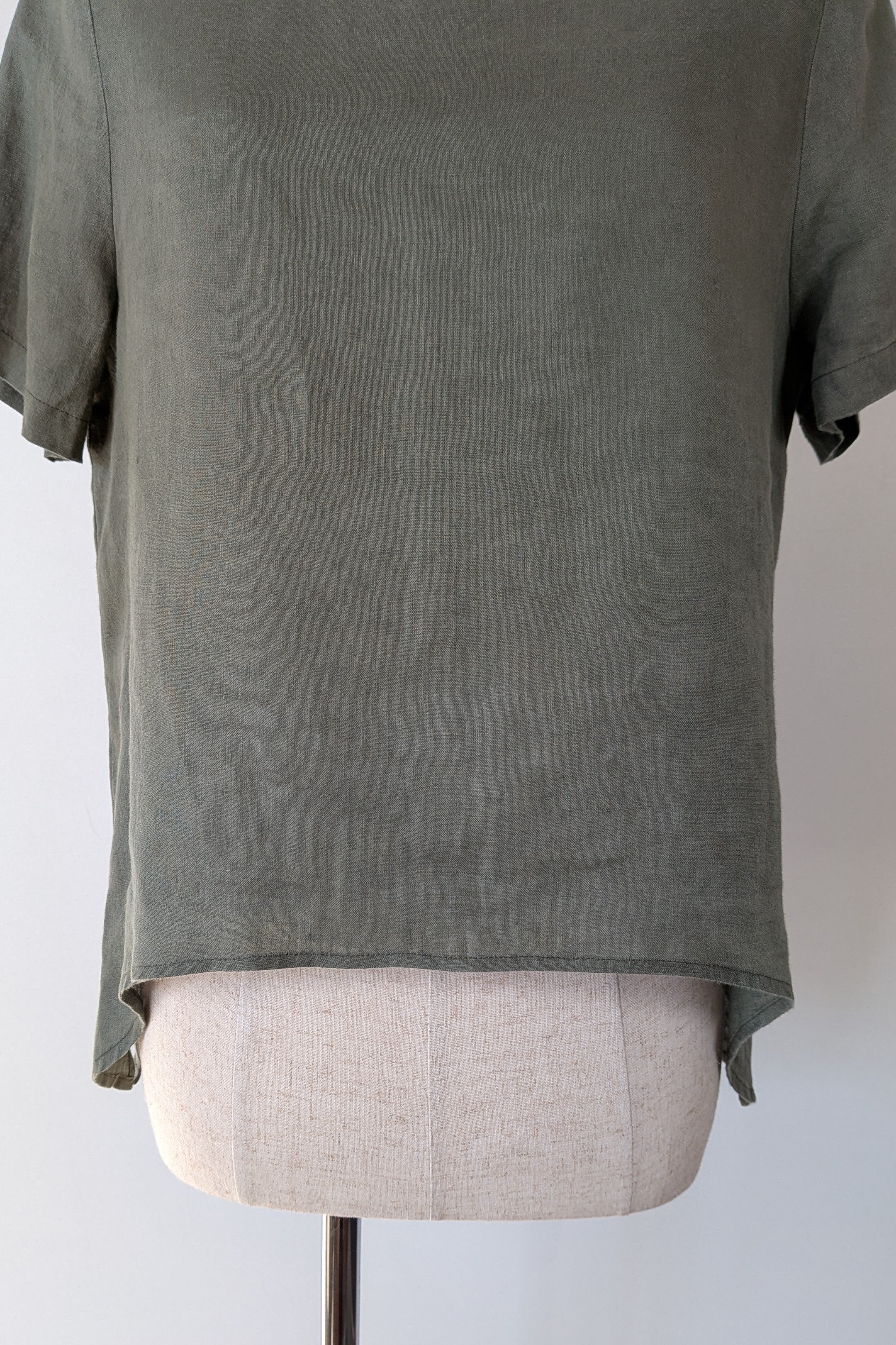 Alessandra Khaki 100% Linen Shirt Size XXS