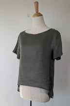 Alessandra Khaki 100% Linen Shirt Size XXS