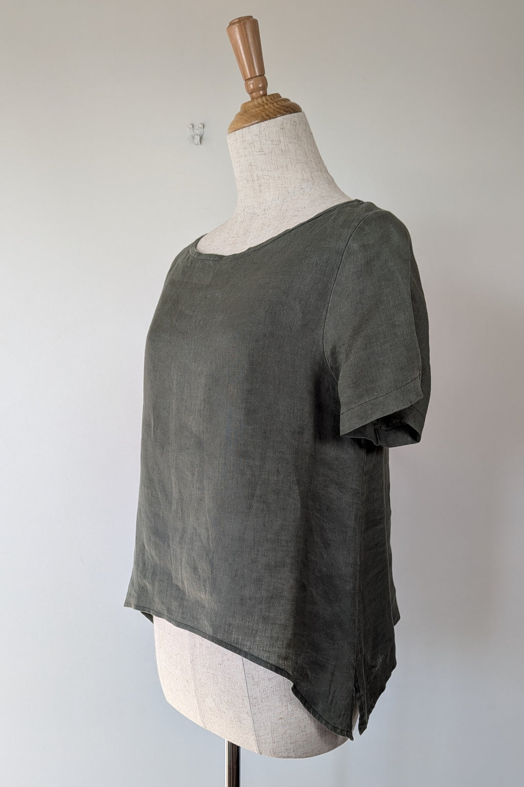 Alessandra Khaki 100% Linen Shirt Size XXS