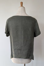 Alessandra Khaki 100% Linen Shirt Size XXS