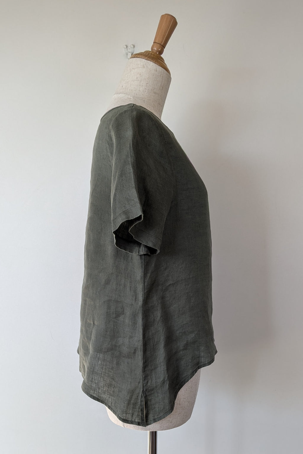 Alessandra Khaki 100% Linen Shirt Size XXS