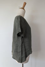 Alessandra Khaki 100% Linen Shirt Size XXS