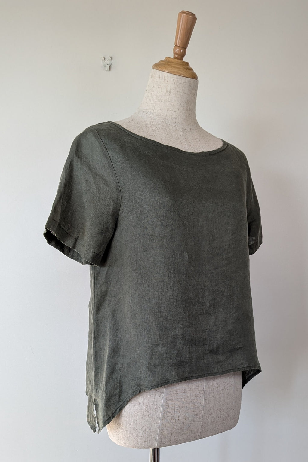 Alessandra Khaki 100% Linen Shirt Size XXS