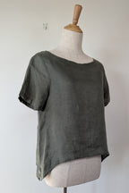 Alessandra Khaki 100% Linen Shirt Size XXS