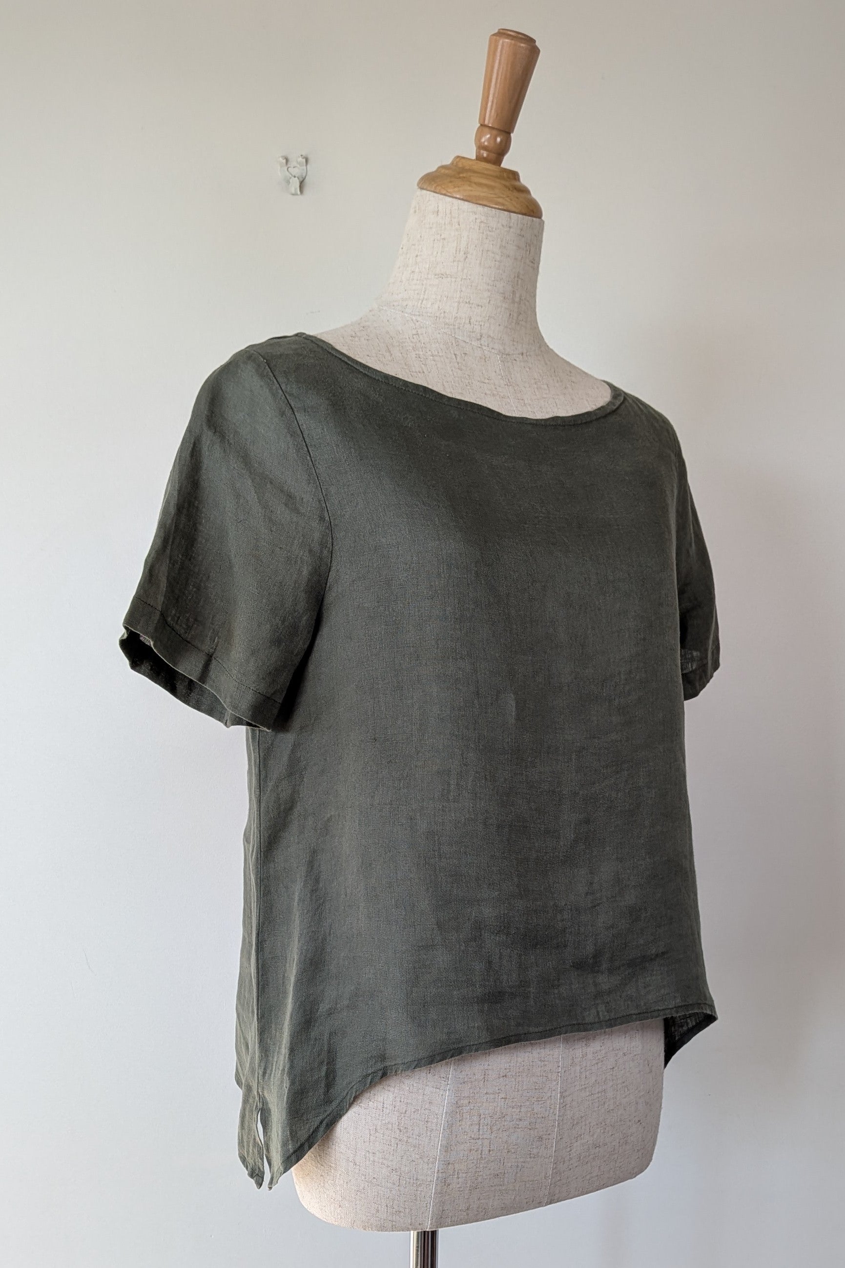 Alessandra Khaki 100% Linen Shirt Size XXS