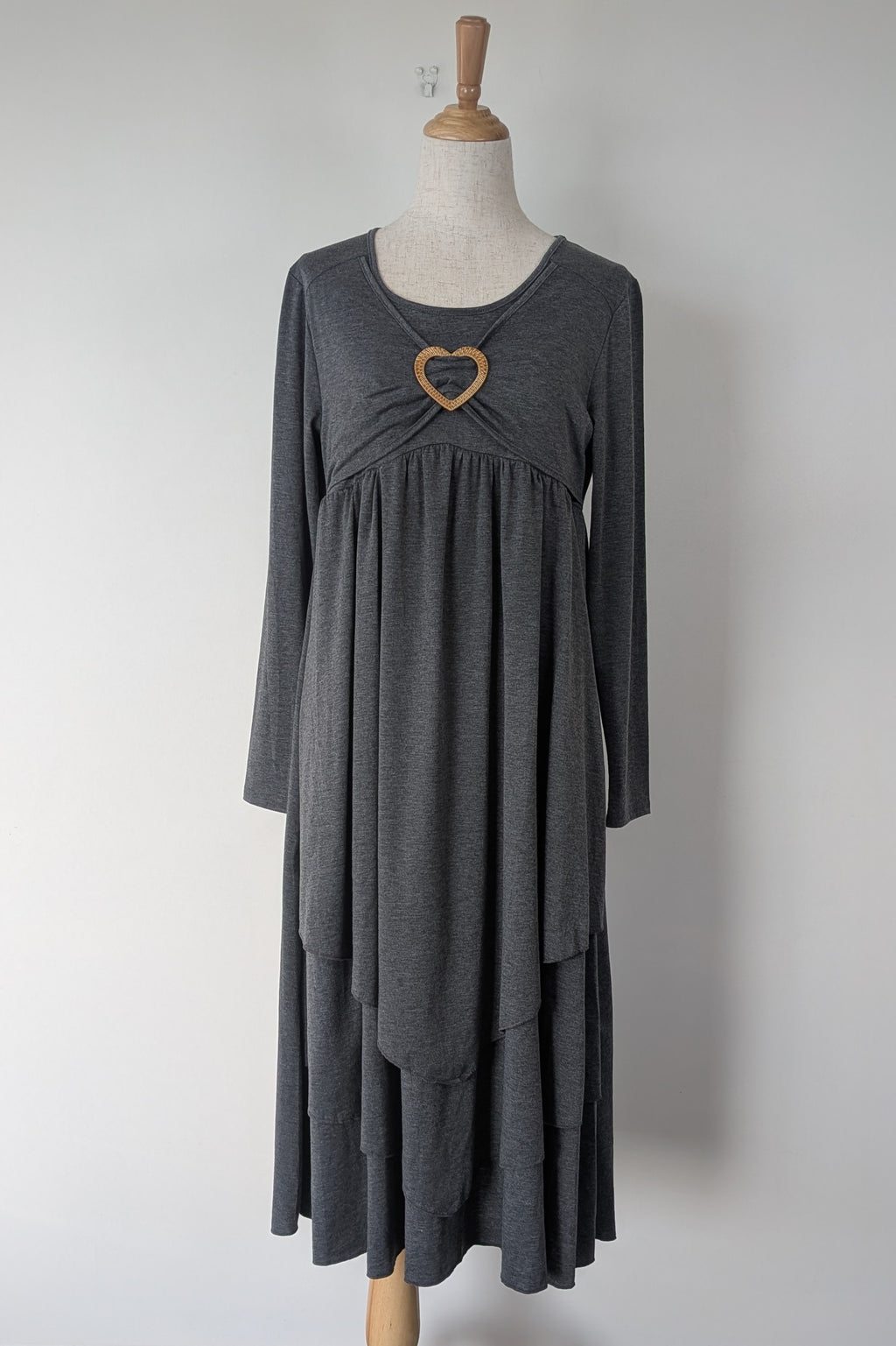 Made With Heart Grey Layered Dress Size M BNWT