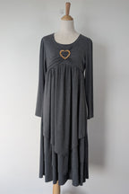 Made With Heart Grey Layered Dress Size M BNWT