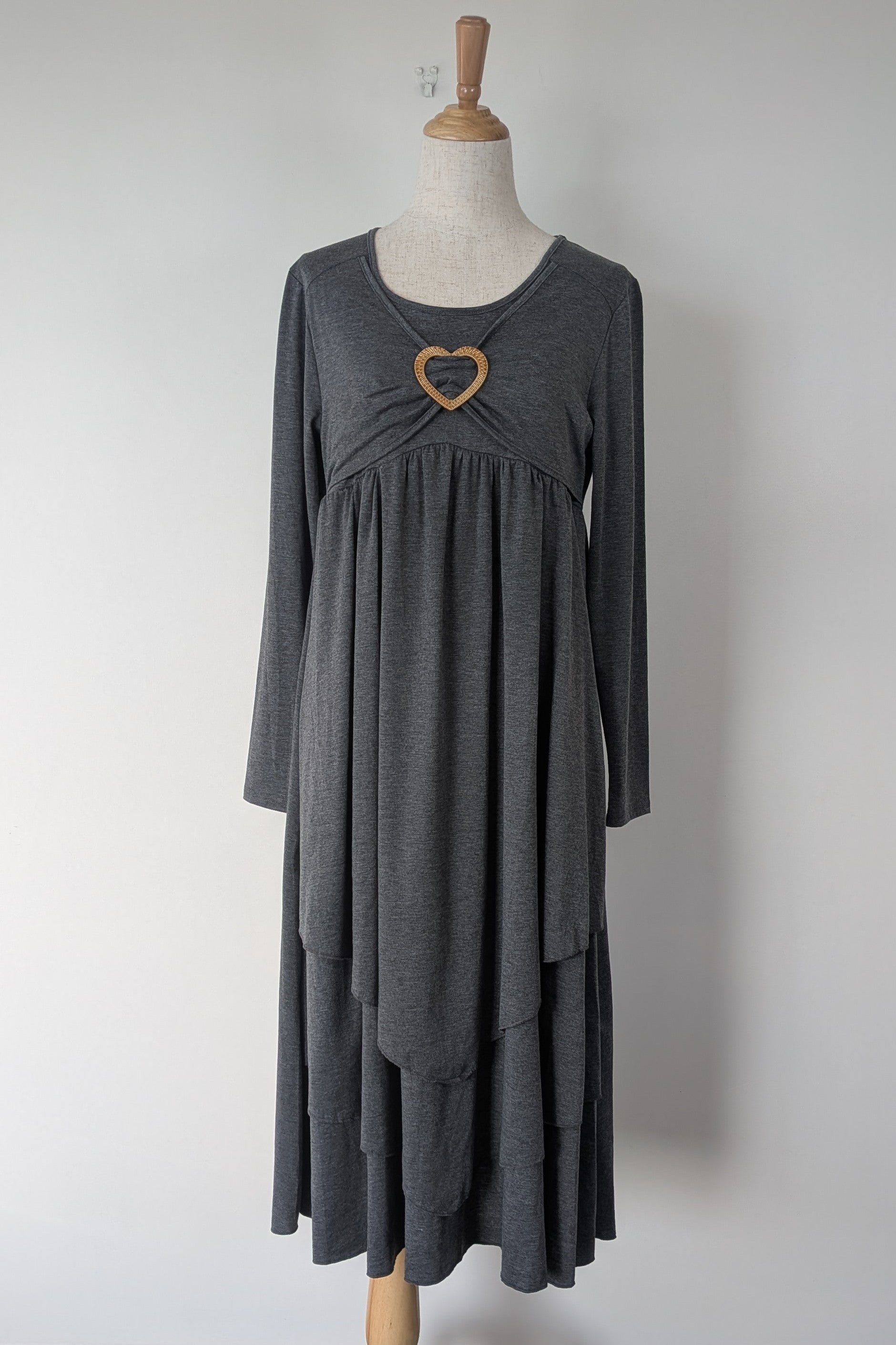 Made With Heart Grey Layered Dress Size M BNWT