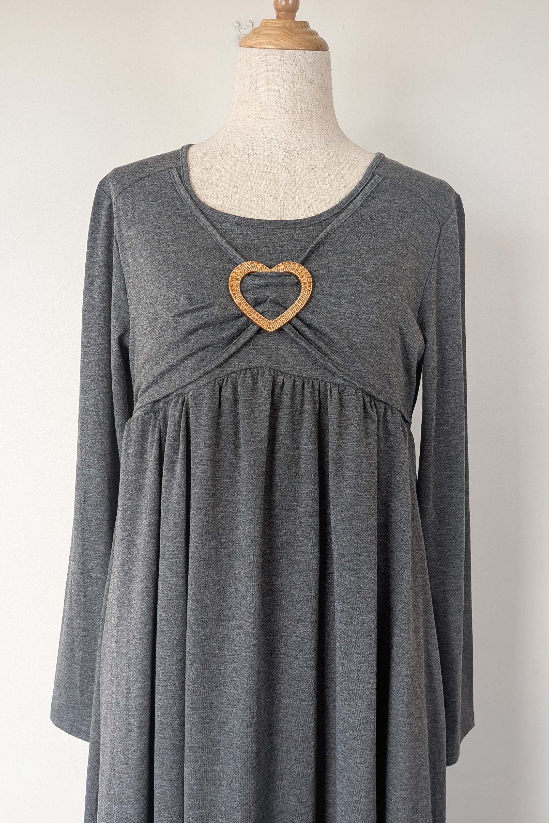Made With Heart Grey Layered Dress Size M BNWT