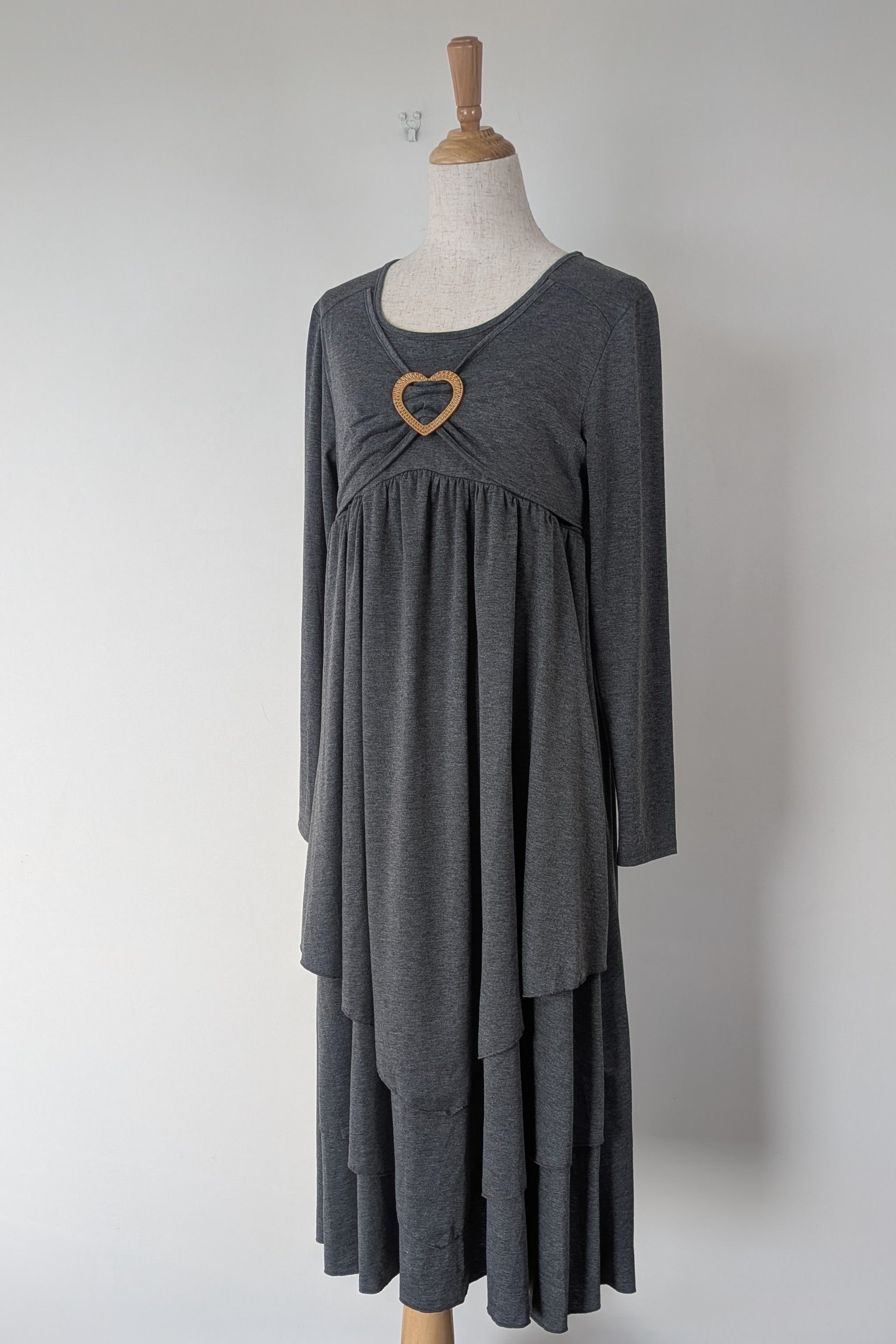 Made With Heart Grey Layered Dress Size M BNWT