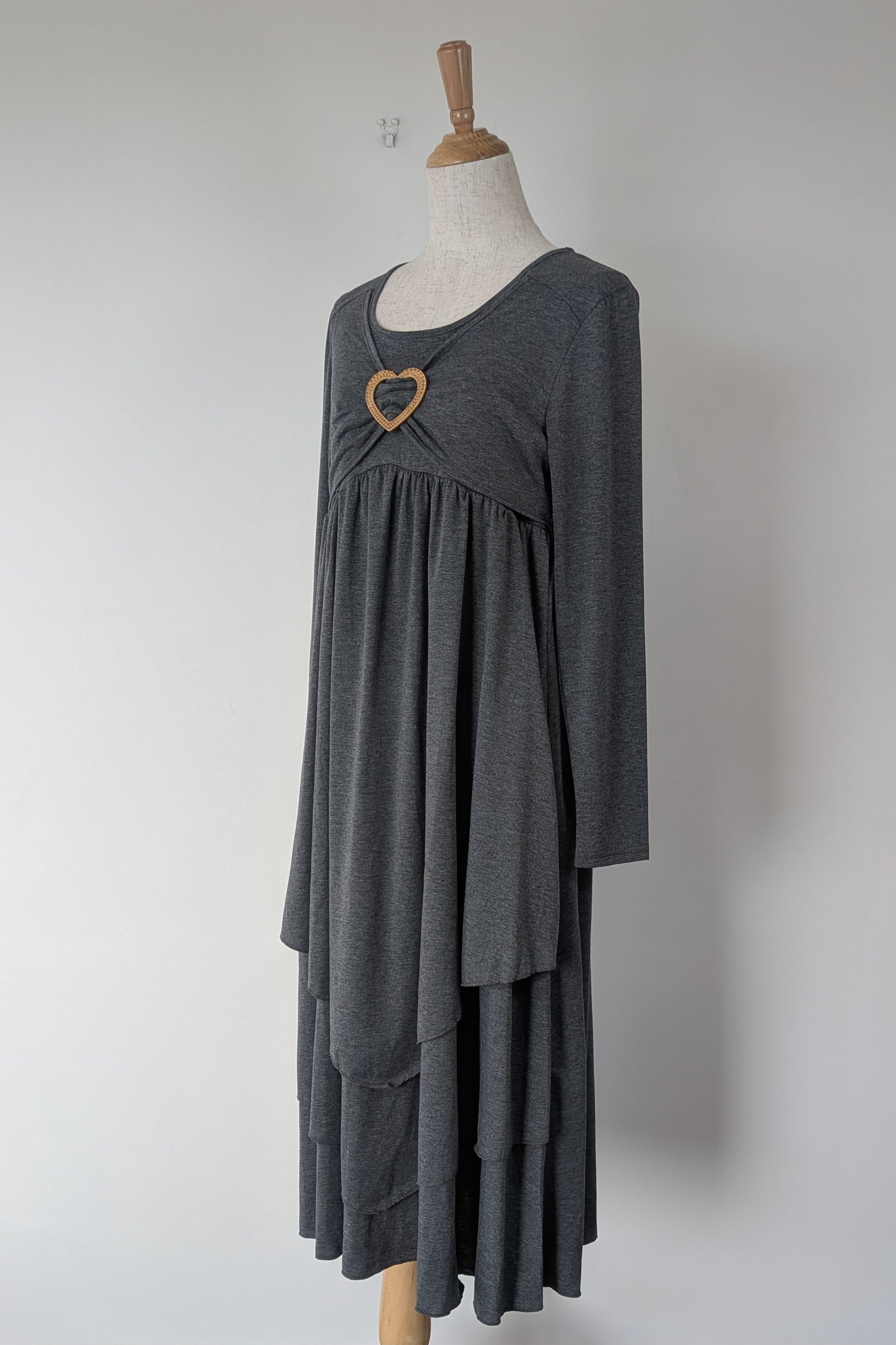 Made With Heart Grey Layered Dress Size M BNWT