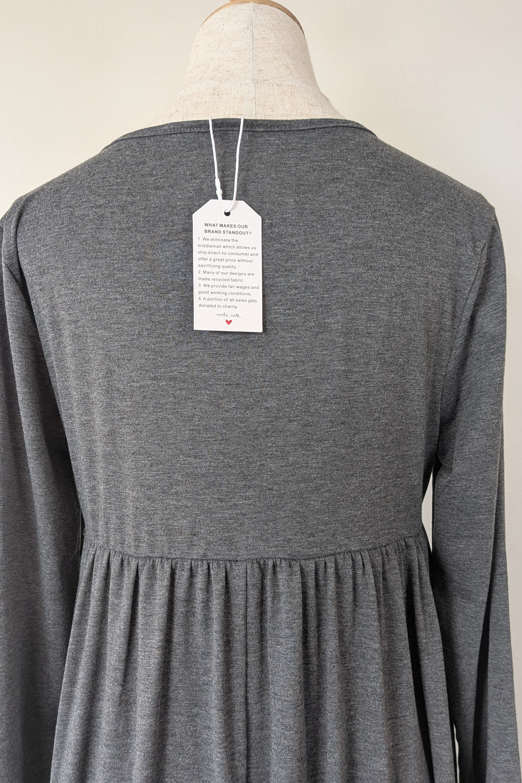 Made With Heart Grey Layered Dress Size M BNWT
