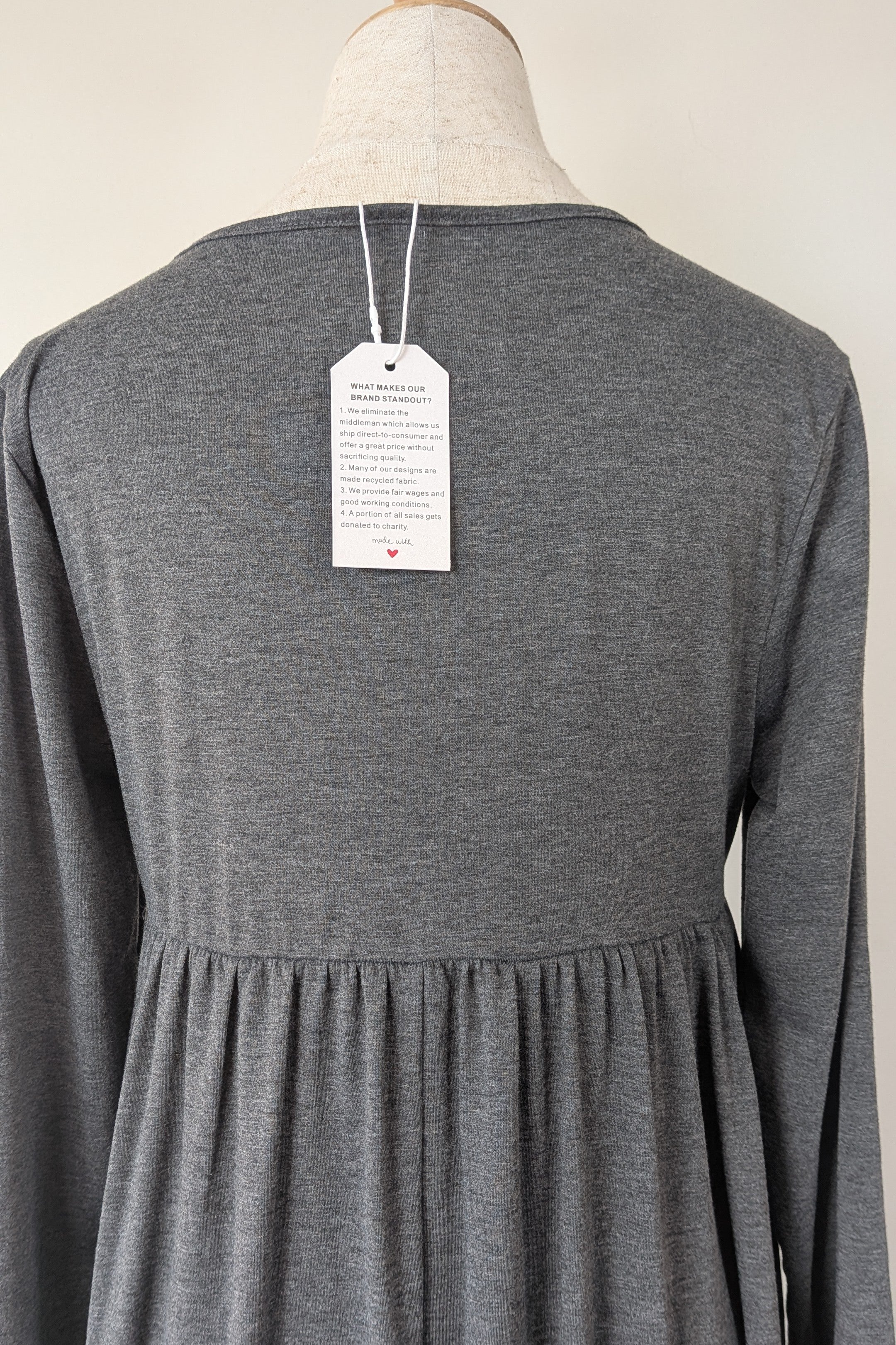 Made With Heart Grey Layered Dress Size M BNWT