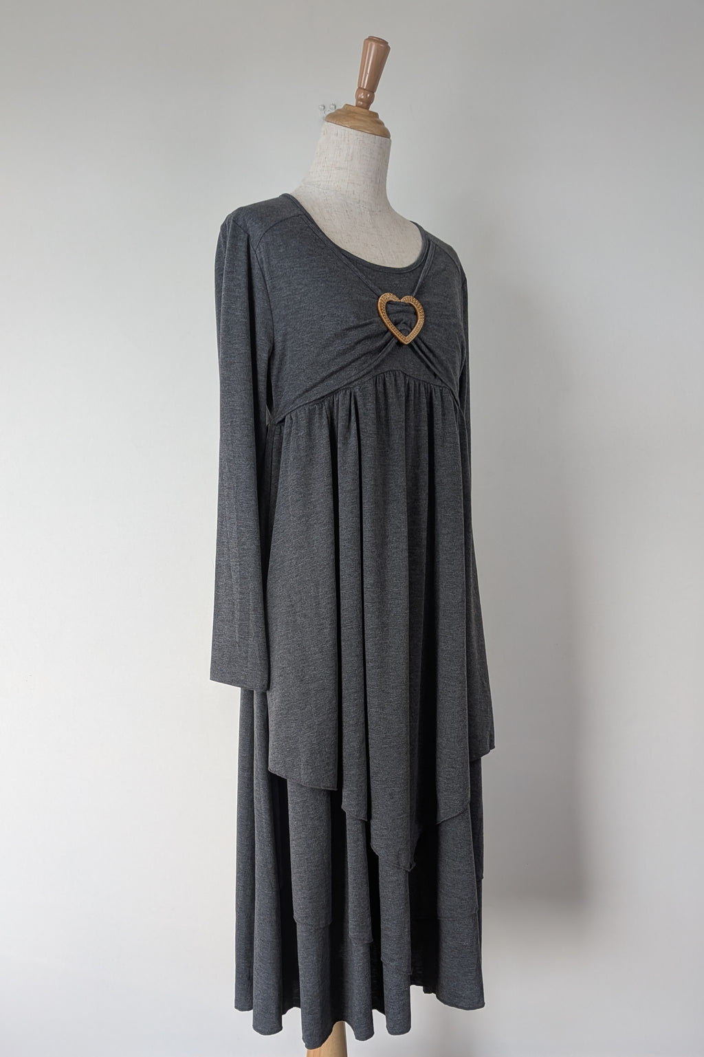 Made With Heart Grey Layered Dress Size M BNWT