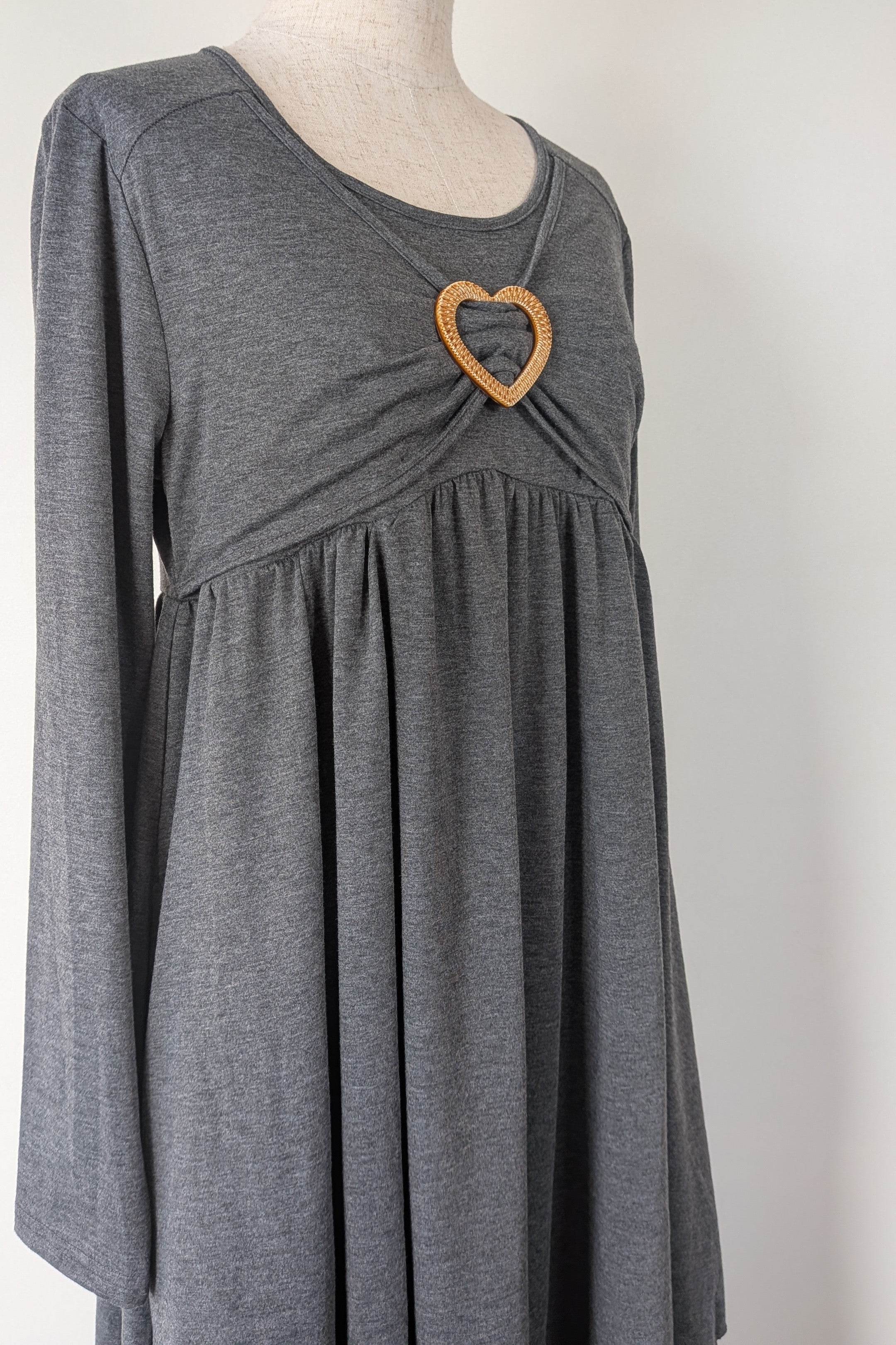 Made With Heart Grey Layered Dress Size M BNWT