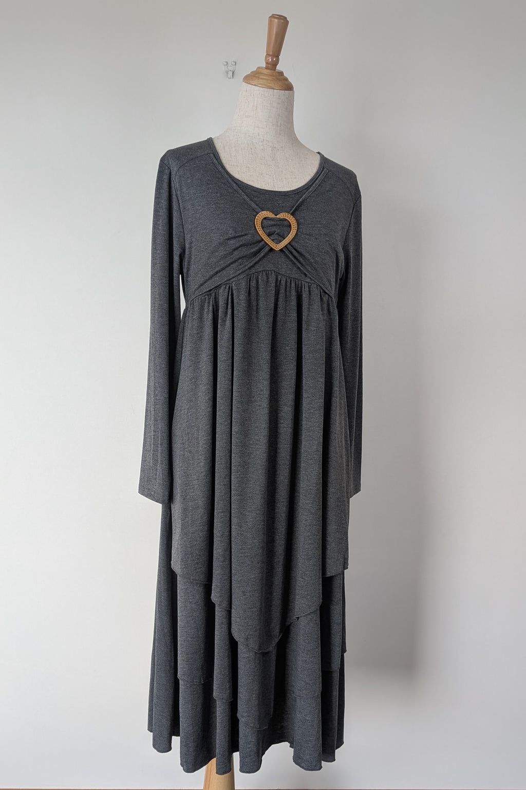 Made With Heart Grey Layered Dress Size M BNWT