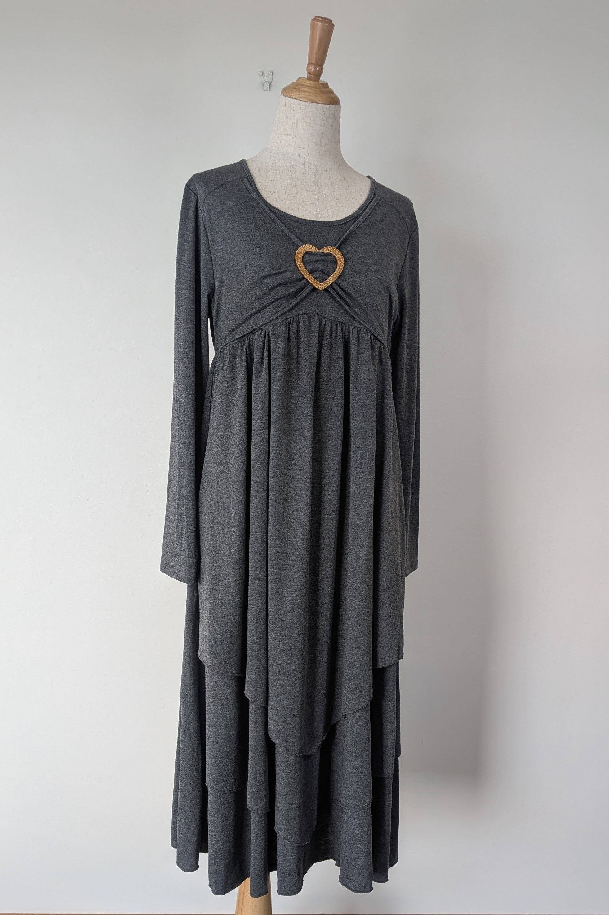 Made With Heart Grey Layered Dress Size M BNWT
