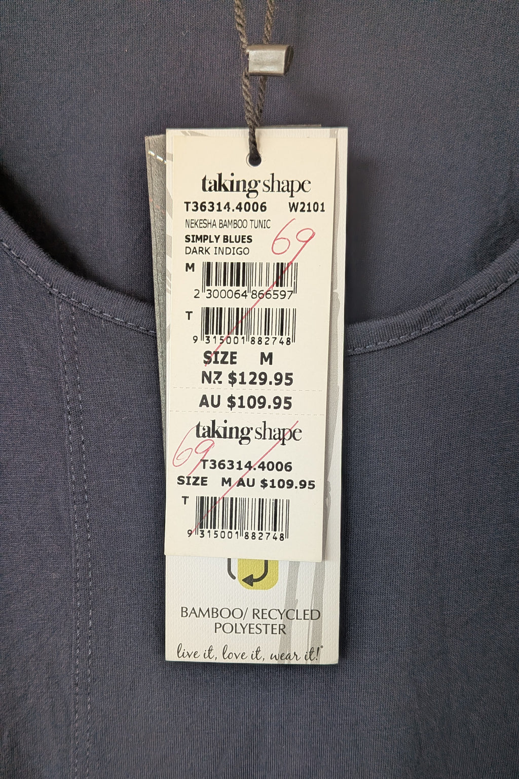 Taking Shape Nekesha Bamboo Tunic in Dark Indigo Size M BNWT RRP $109.95