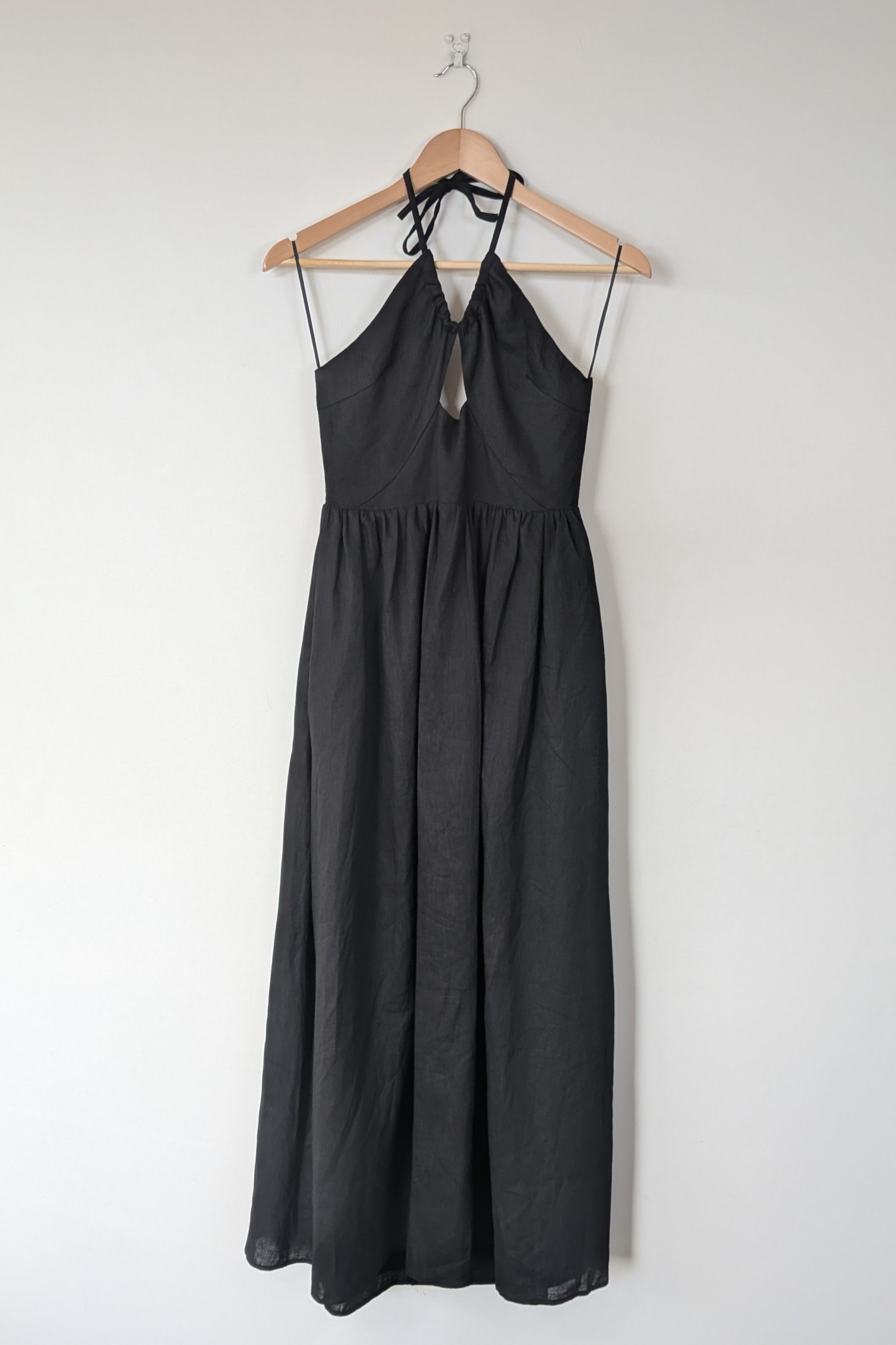 DISSH Alyssa Black Linen Maxi Dress Size 8