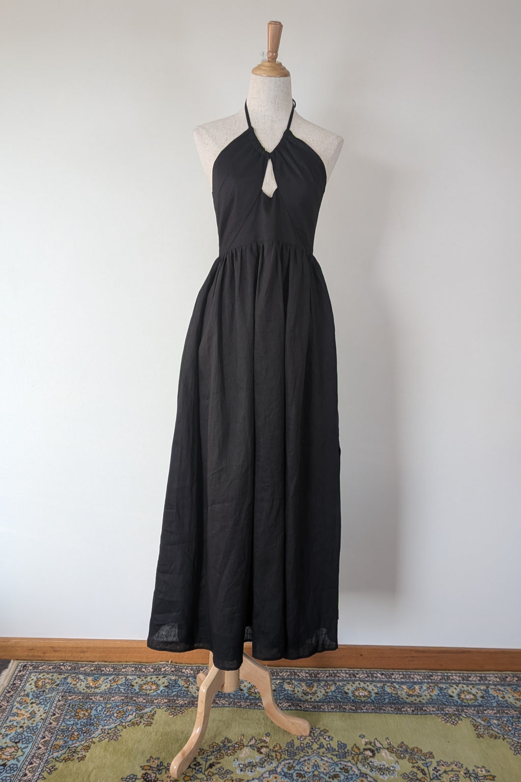 DISSH Alyssa Black Linen Maxi Dress Size 8