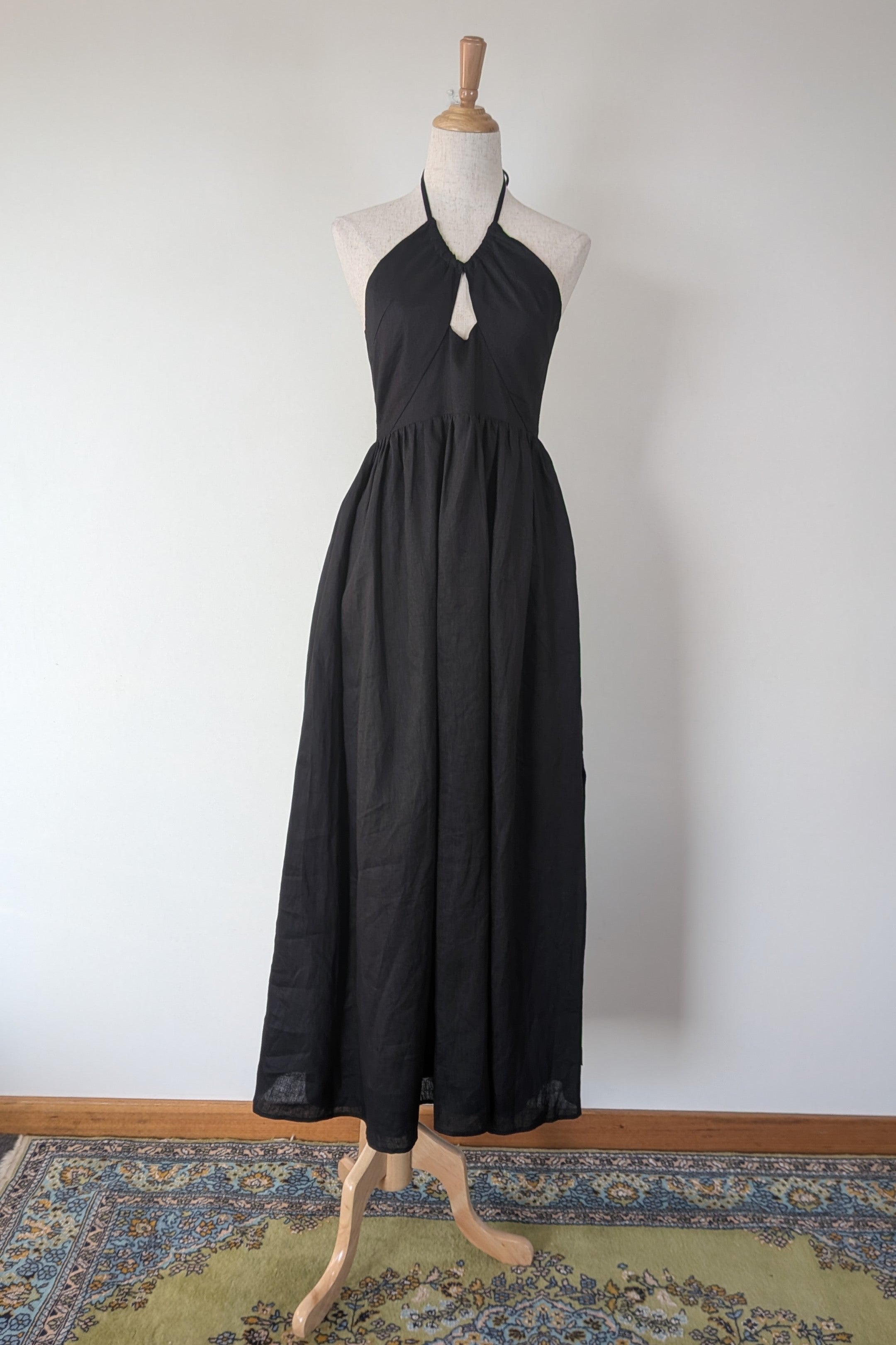 DISSH Alyssa Black Linen Maxi Dress Size 8