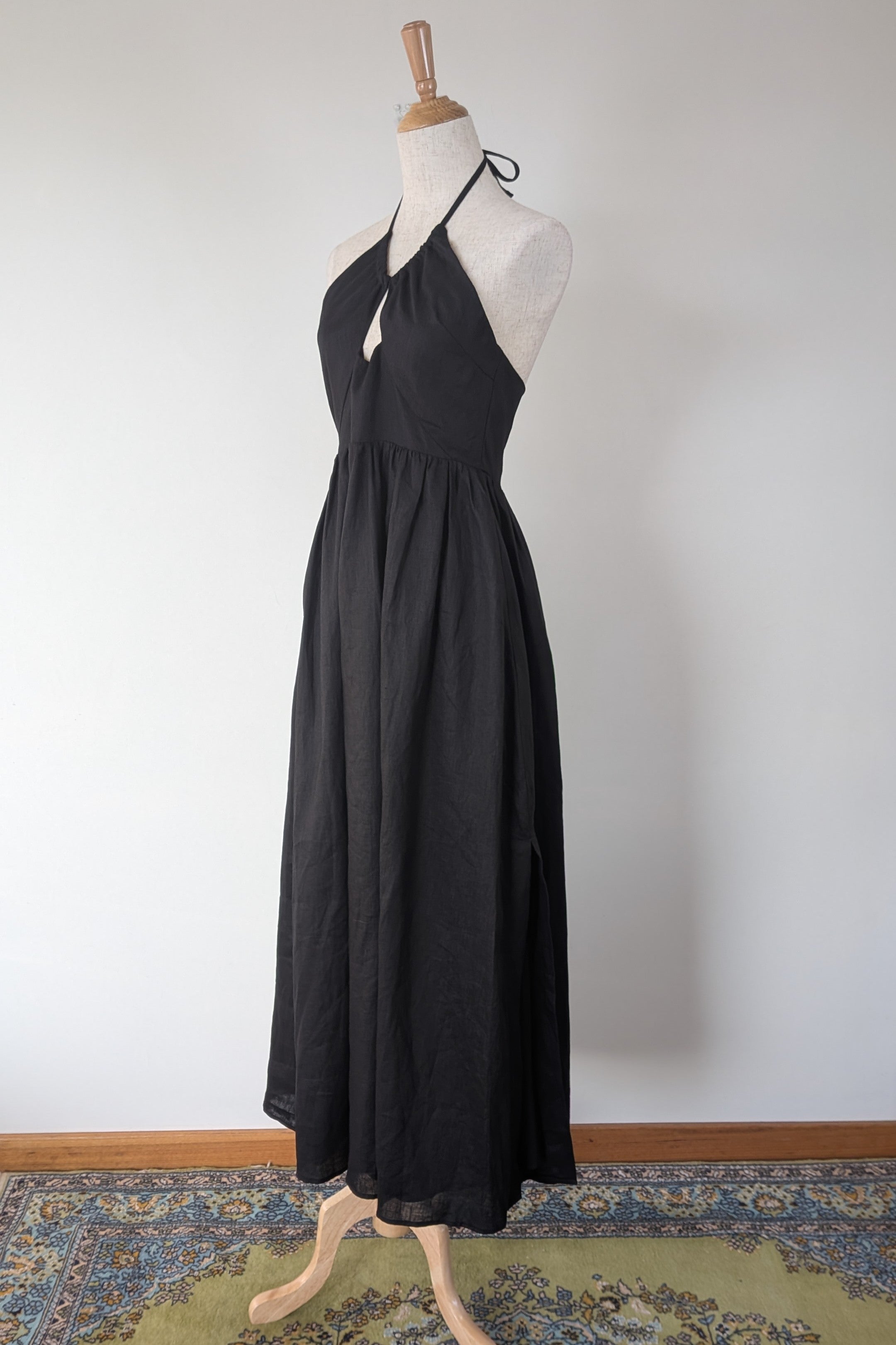 DISSH Alyssa Black Linen Maxi Dress Size 8