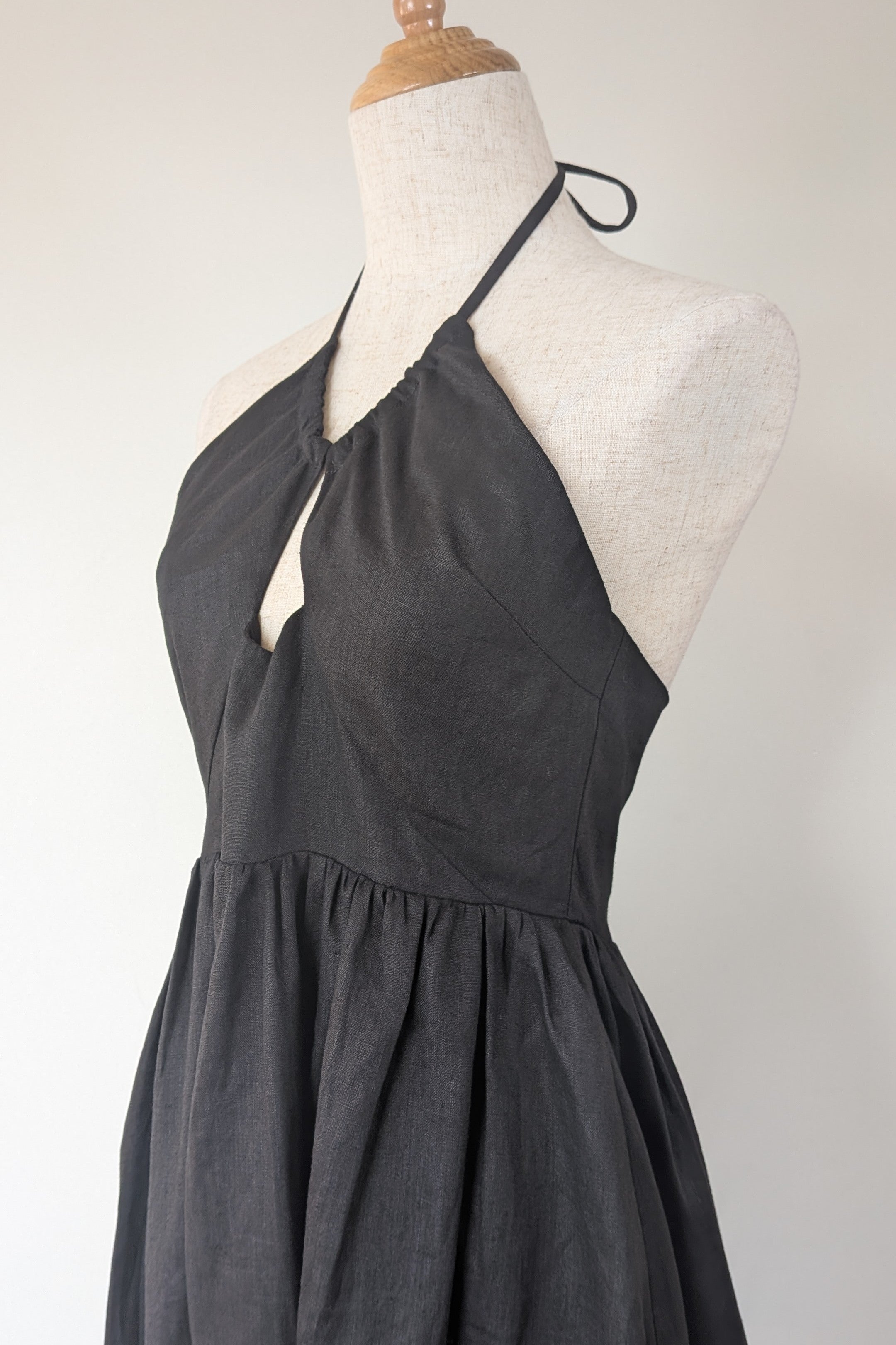 DISSH Alyssa Black Linen Maxi Dress Size 8