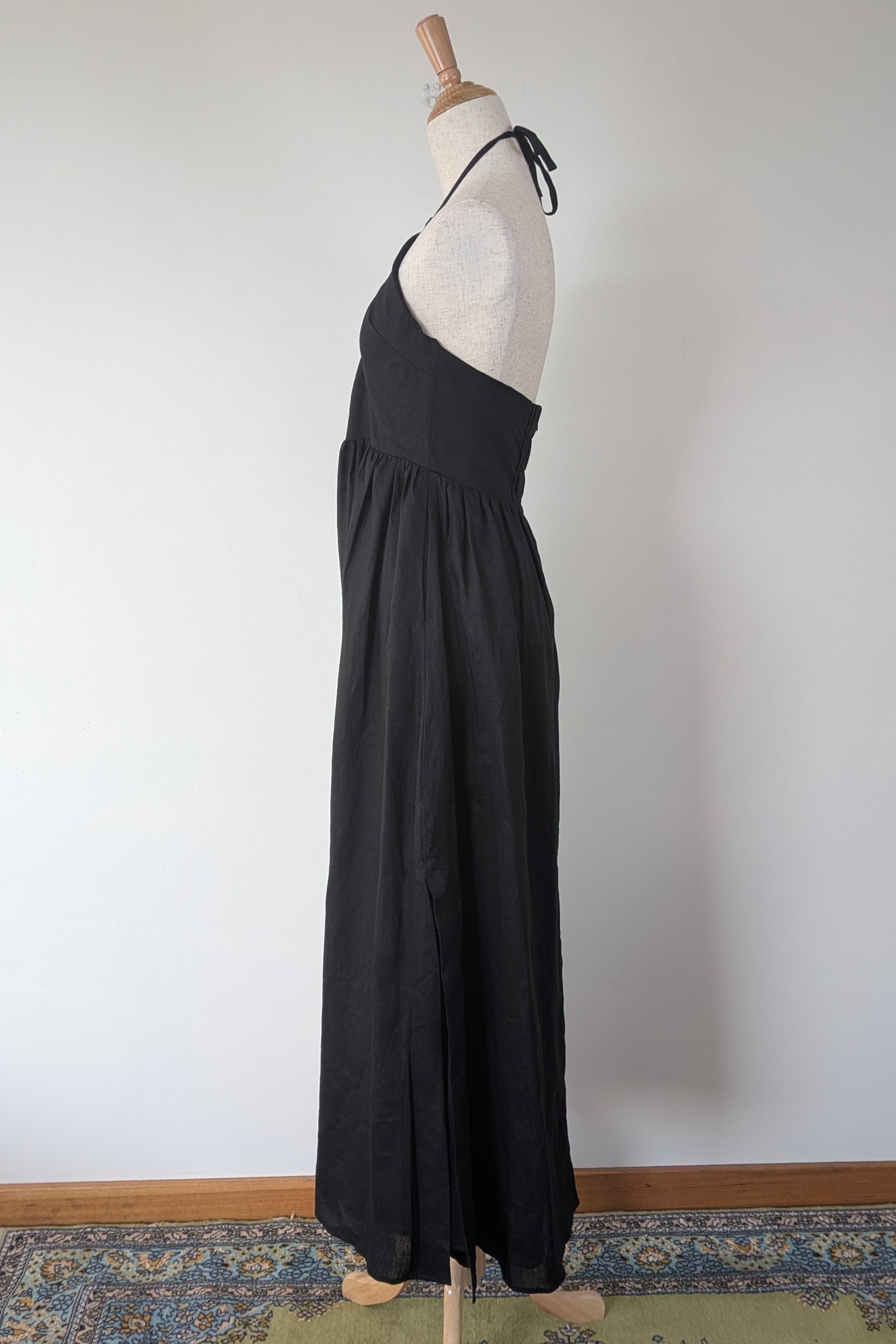 DISSH Alyssa Black Linen Maxi Dress Size 8