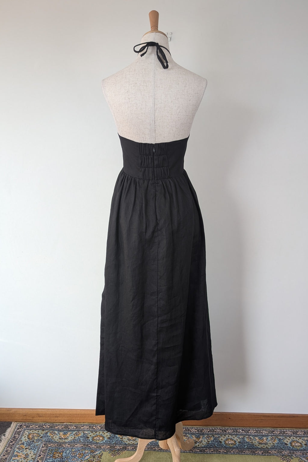 DISSH Alyssa Black Linen Maxi Dress Size 8