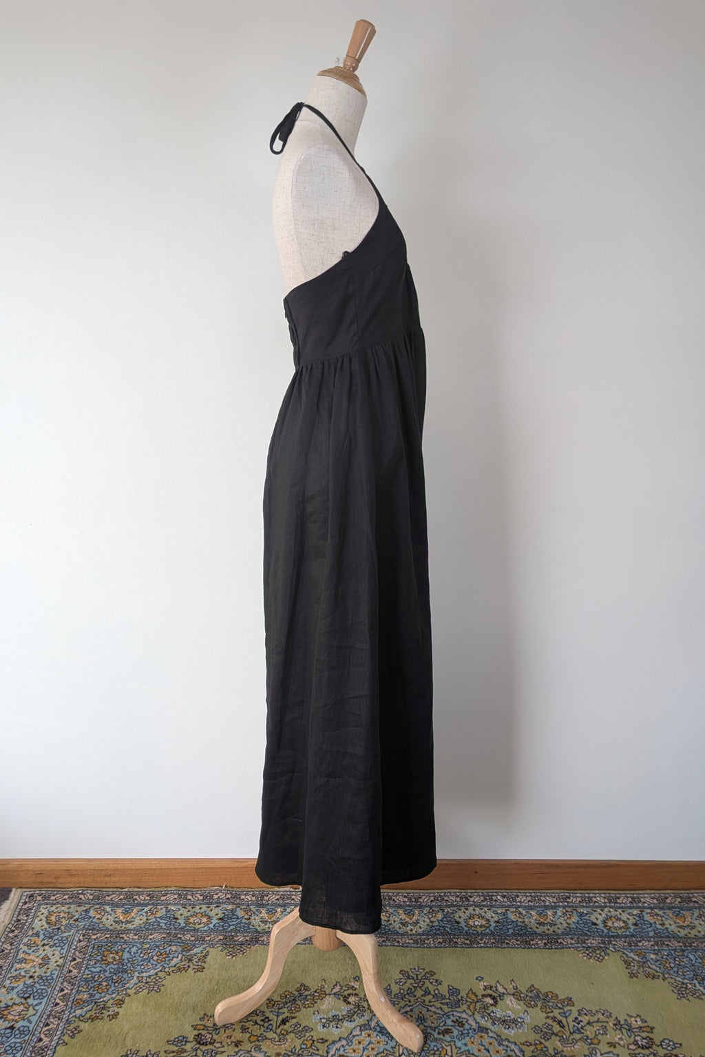 DISSH Alyssa Black Linen Maxi Dress Size 8