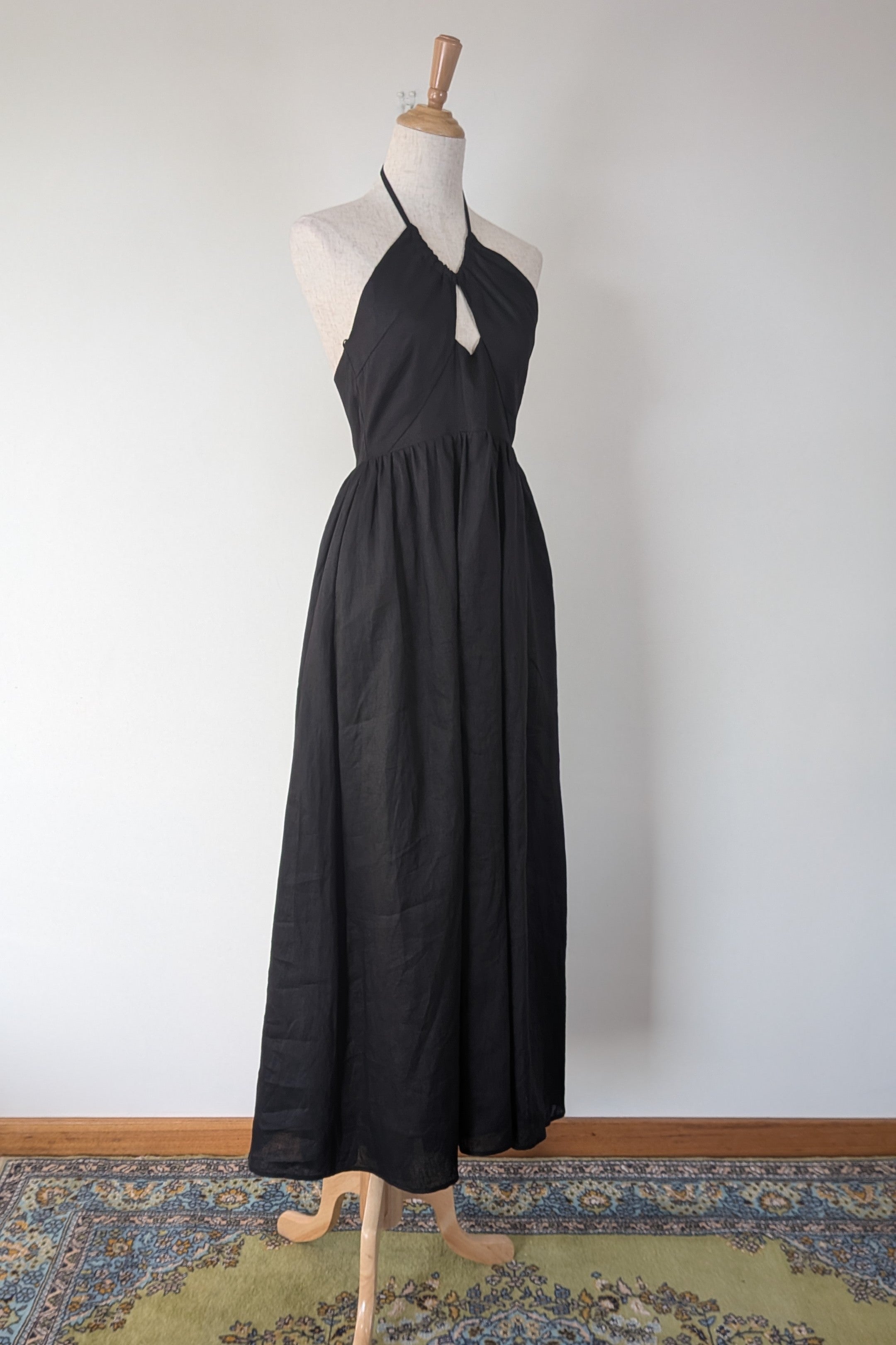 DISSH Alyssa Black Linen Maxi Dress Size 8