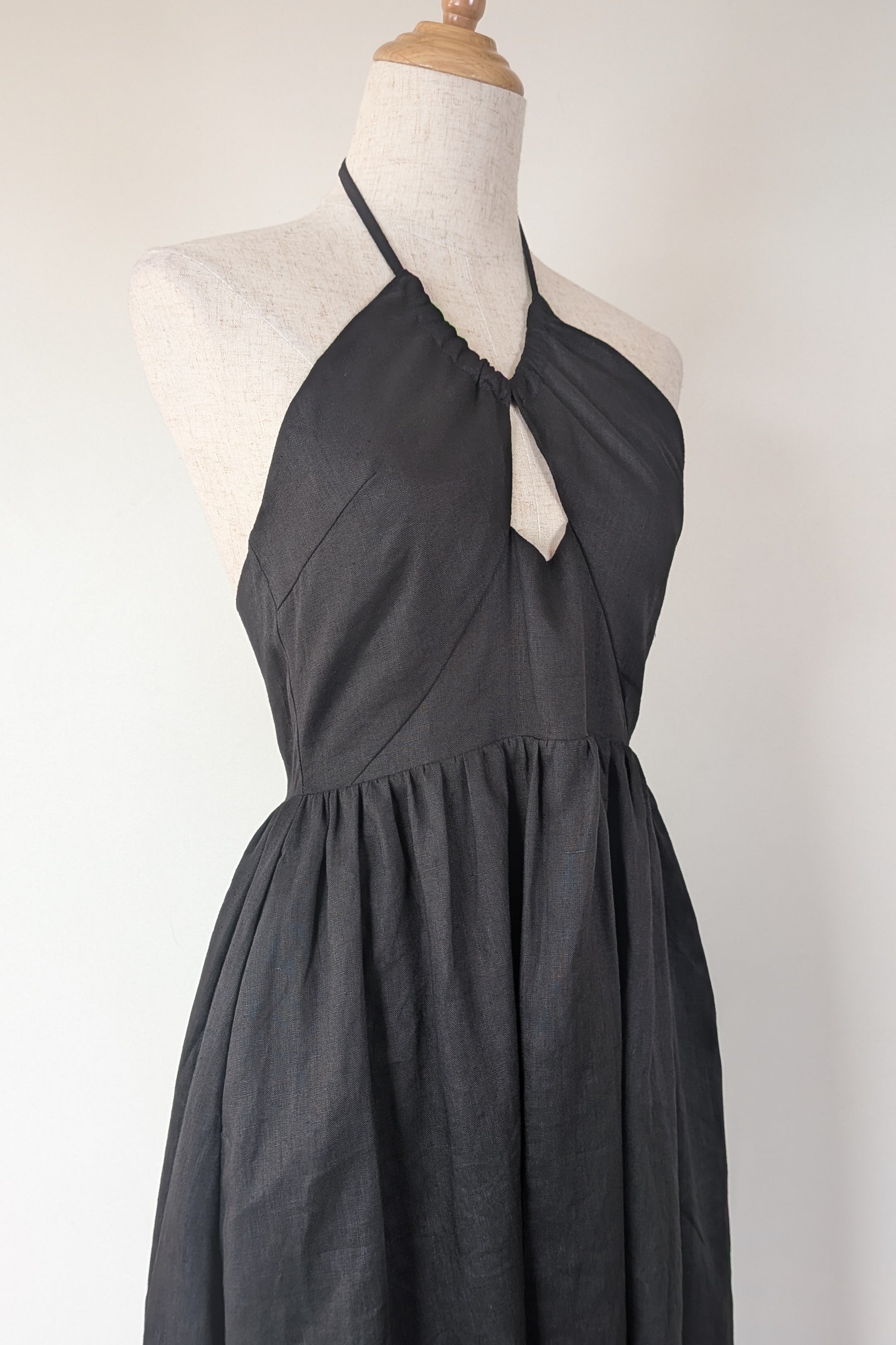 DISSH Alyssa Black Linen Maxi Dress Size 8