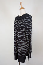 Liz Jordan Designer Collection Roll Neck Zebra Jumper in Black Size L BNWT RRP $139.95