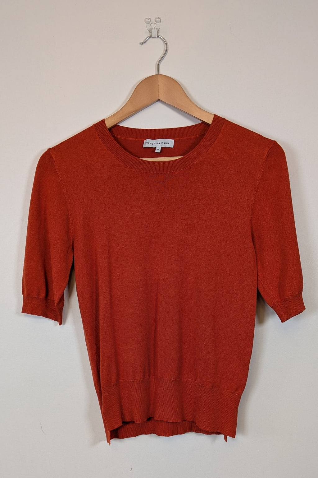 Veronika Maine Elbow Sleeve Round Knit in Pumpkin Size M