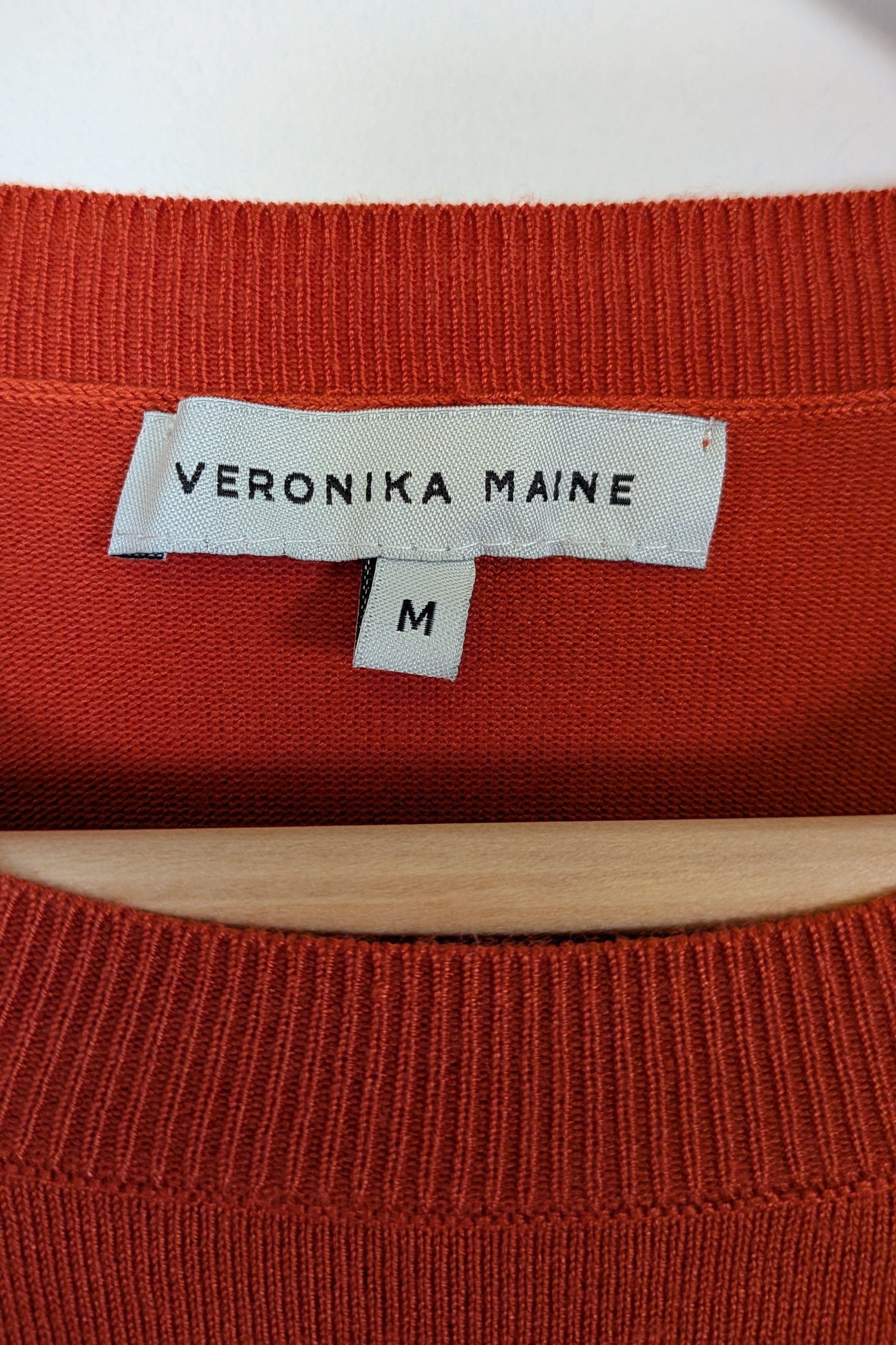 Veronika Maine Elbow Sleeve Round Knit in Pumpkin Size M