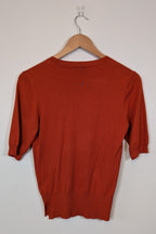 Veronika Maine Elbow Sleeve Round Knit in Pumpkin Size M